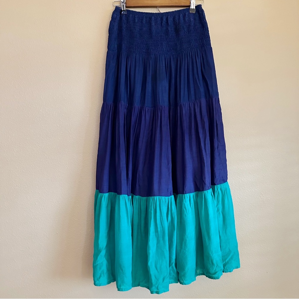 Oliphant Color Block Blue Maxi Dress